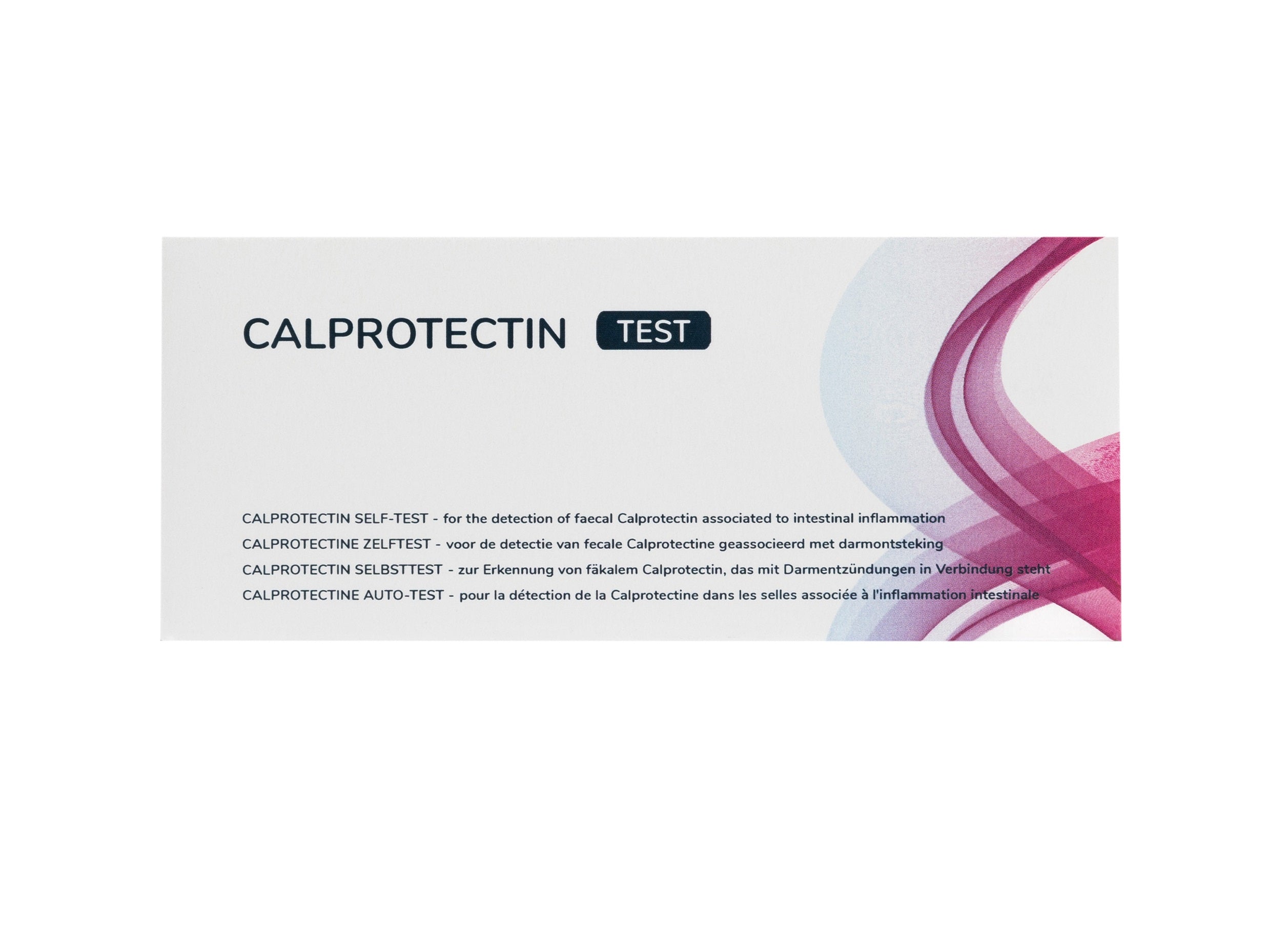 The Tester Calprotectine zelftest kit showing packaging and testing components for at-home health testing.