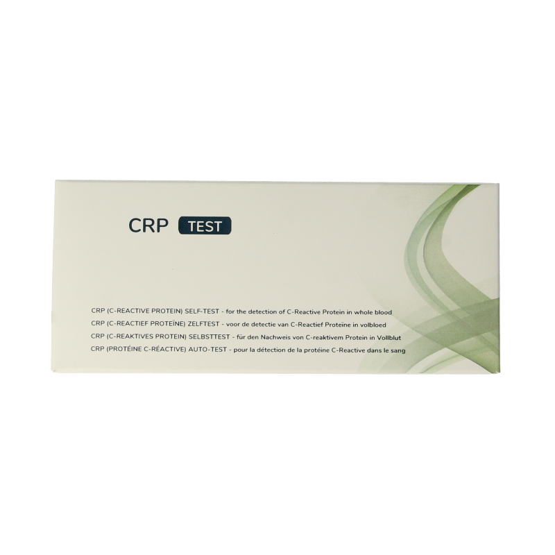 The Tester CRP self-test kit for rapid inflammation detection, showing the packaging and testing components.