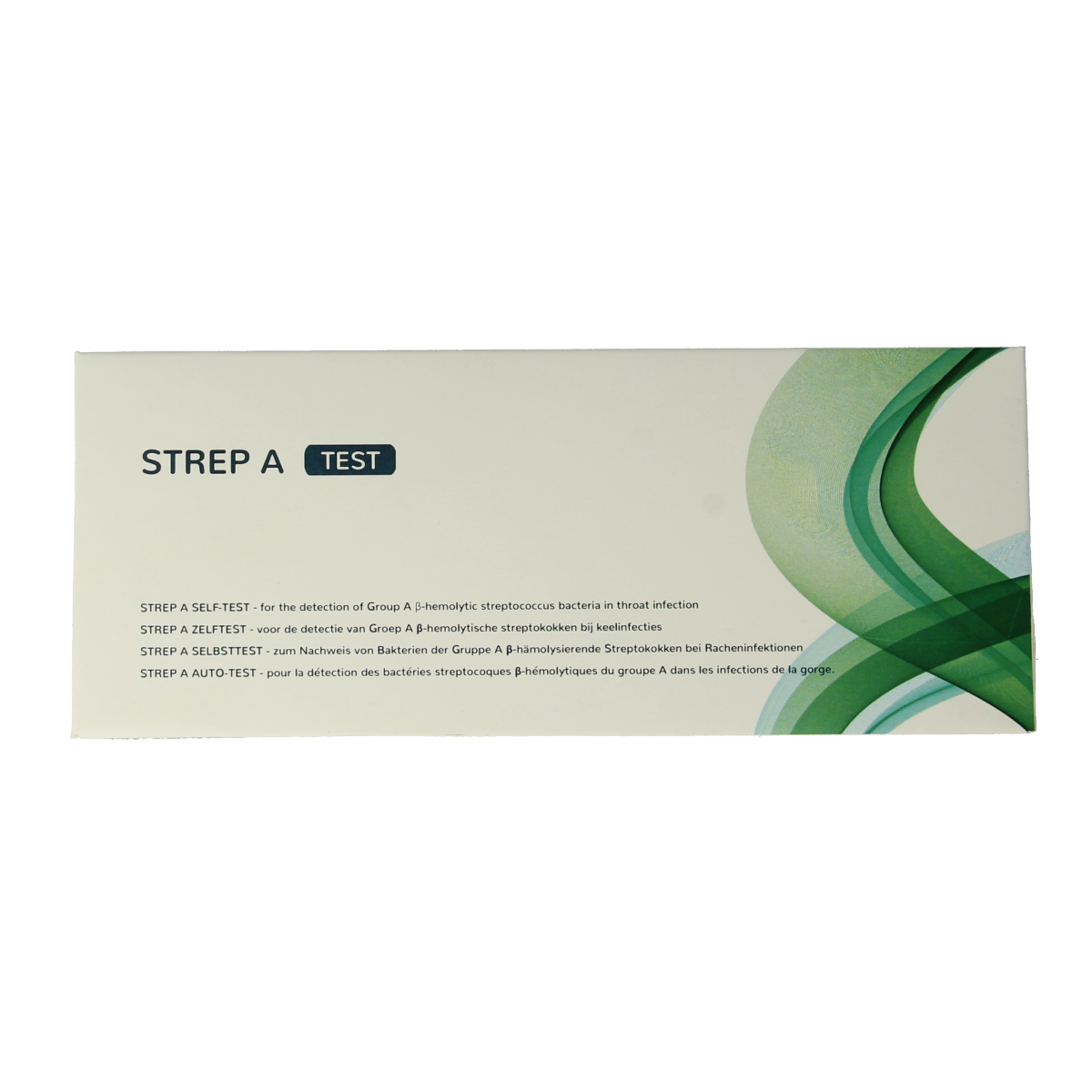 The Tester Strep A self-testing kit with one test strip, includes instructions for at-home strep throat testing.