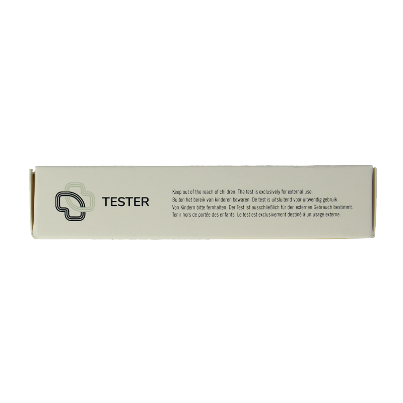 The Tester Nierfunctie test kit for kidney function self-testing, showing the test device and packaging.
