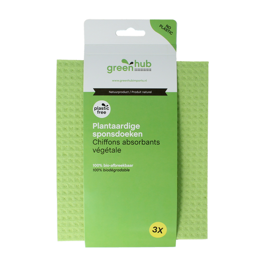 Greenhub plant-based cleaning cloths, 3-pack of green reusable cleaning towels with greenhub branding, eco-friendly cleaning accessories