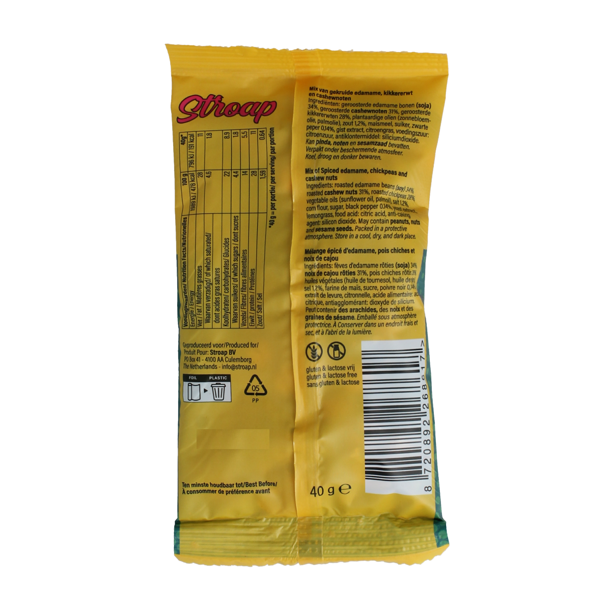 Stroap Crunchy Bits Salt & Pepper snack in 40g packet, crispy salty and peppery snack for quick bites or snacks.