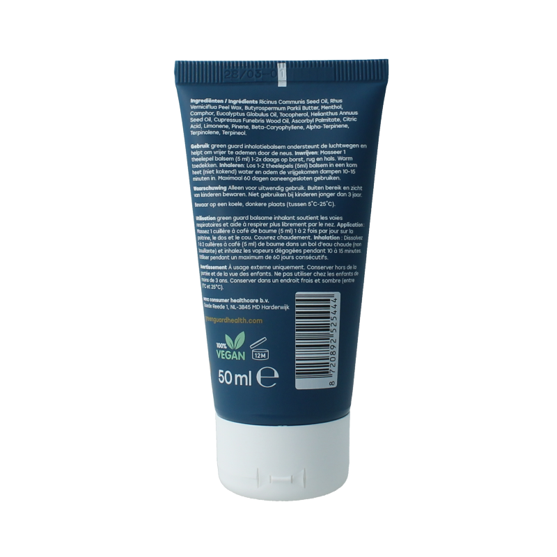 Green Guard inhalation balm in a 50ml container, designed for nasal care and inhalation relief.