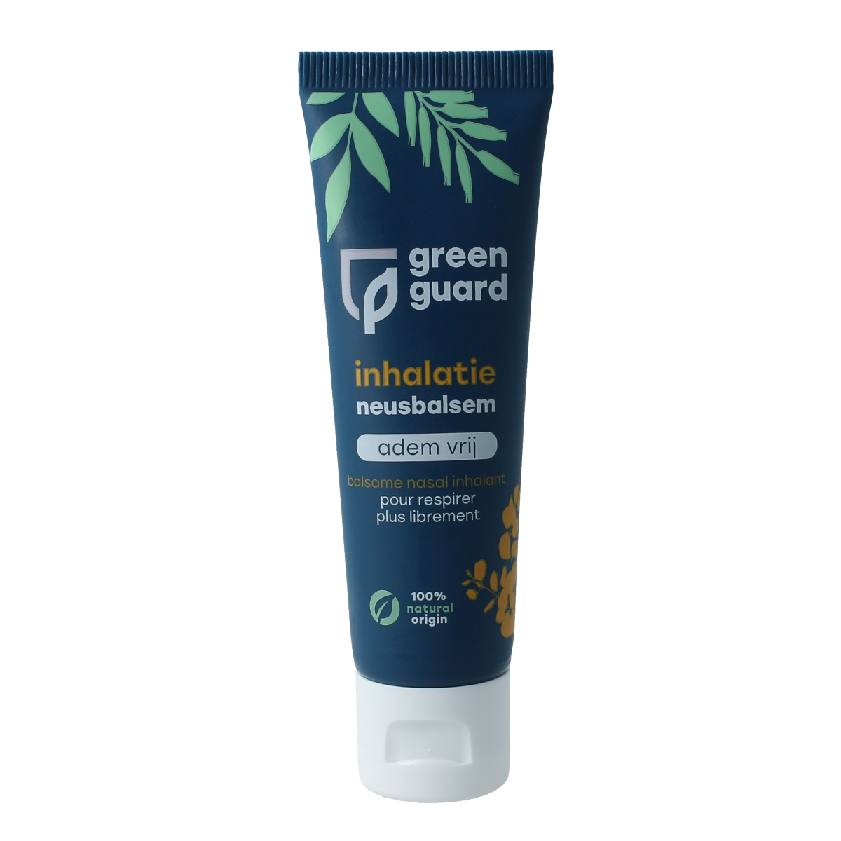 Green Guard Inhalatiebalsem neus, 30ml, nasal care and inhalation balm in a small jar with green label and lid.