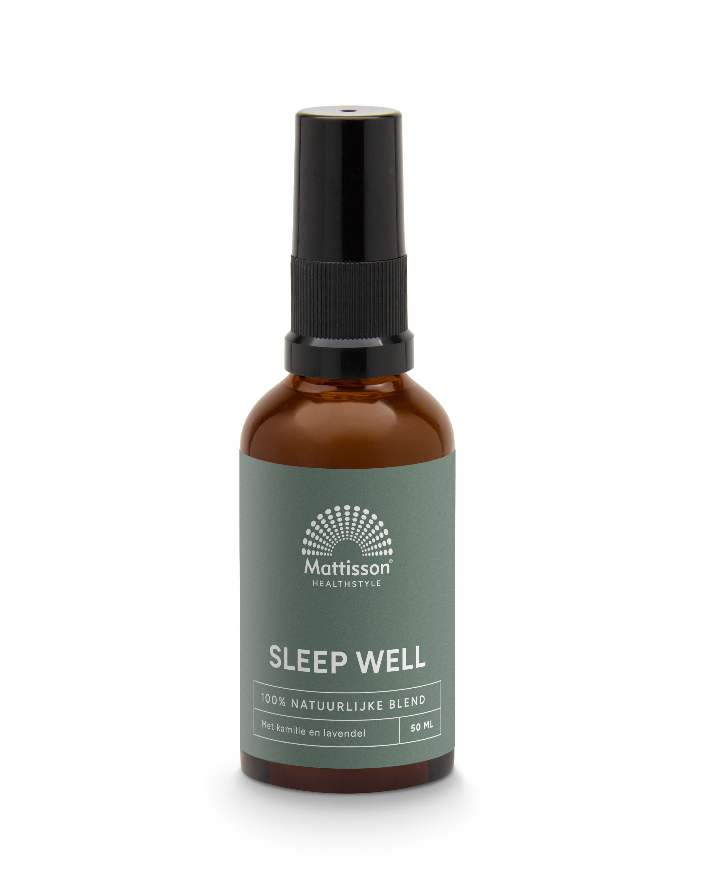 Mattisson Sleep Well room spray in 50ml bottle, a scented diffuser with calming fragrance for relaxing spaces.