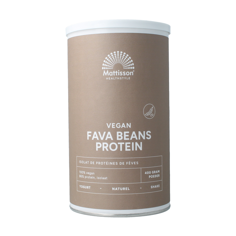 Mattisson Fava beans protein powder in 400g package, an amino acids supplement with natural fava bean extract.
