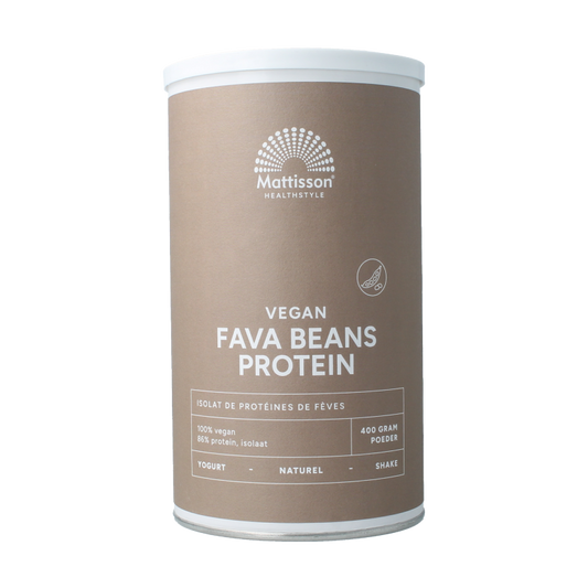 Mattisson Fava beans protein powder in 400g package, an amino acids supplement with natural fava bean extract.