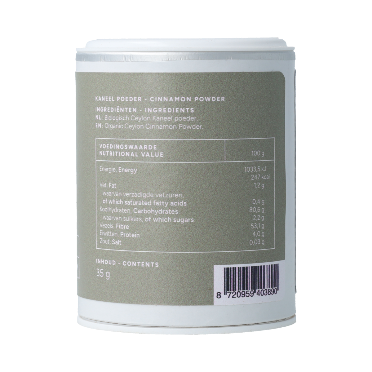 Organic Ceylon cinnamon from Mattisson in a 35g package, showcasing fresh cinnamon sticks and aromatic spice.