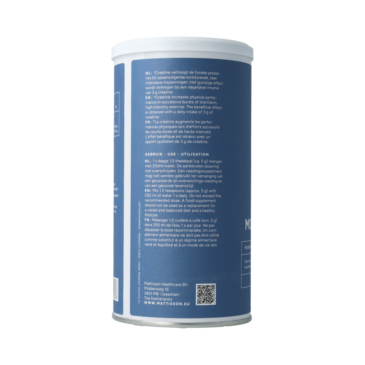 Mattisson Creatine Monohydraat Poeder 300.00 Gram