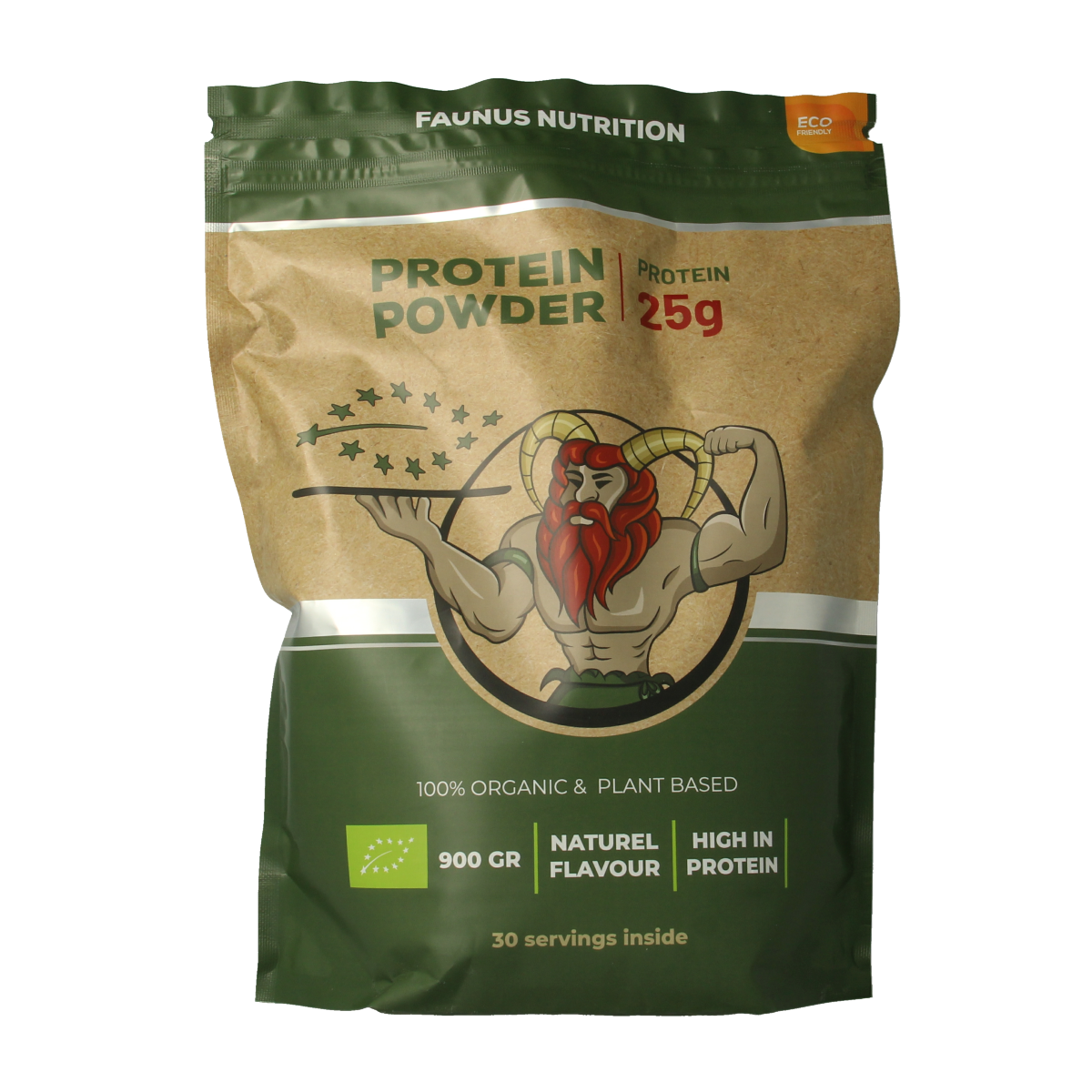 Fermented natural bio amino acids supplement from Faunus Nutrition, 900g jar featuring a clear label and product details.