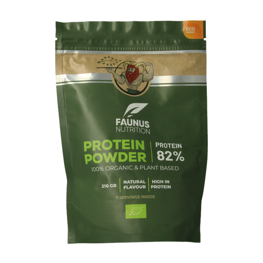 Faunus Nutrition fermented natural bio amino acids supplement in a 210g container, showing the product label and packaging.