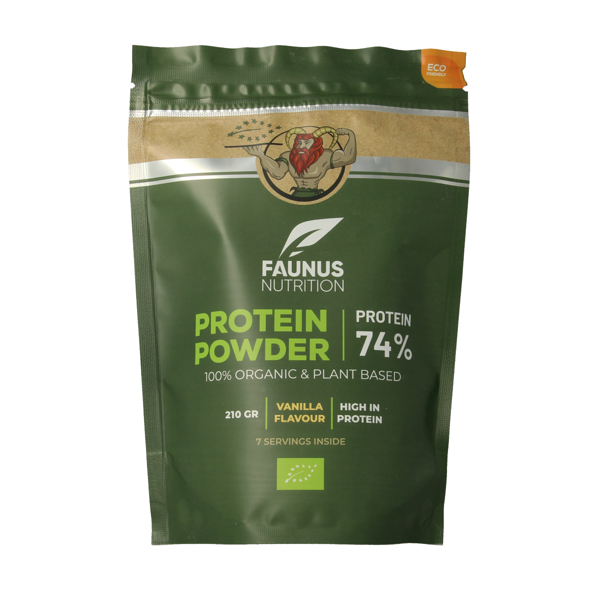 Fermented vanilla bio protein powder from Faunus Nutrition, amino acids supplement in 210g package, natural and healthy nutrition.