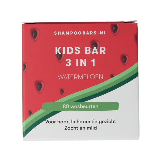 Shampoobars 3-in-1 kids watermeloon body wash bar, 60g, natural watermeloon scent, for gentle skin and hair cleansing