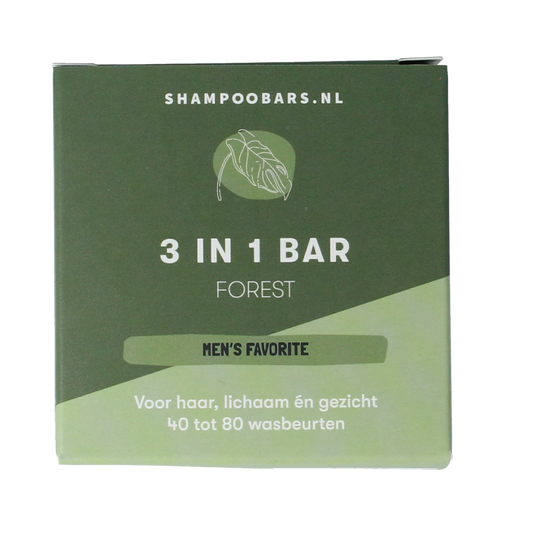 Shampoobars 3-in-1 forest scent body care bar, 60g, natural solid shampoo, conditioner, and body wash with forest fragrance.