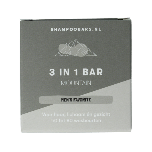 Shampoobars 3-in-1 mountain scented body care bar, 60g, natural shampoo, conditioner, and soap in a compact package