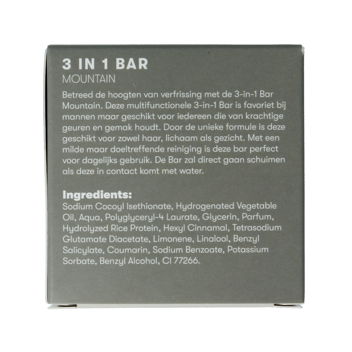 Shampoobars 3-in-1 mountain scent bar for body, hair, and face, 60 grams, natural solid body care product.