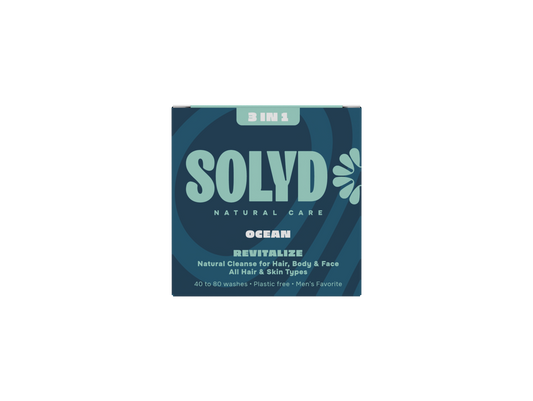 Solyd 3-in-1 Bar ocean scent, 60g, body care product with natural ingredients, suitable for cleansing and moisturizing skin.