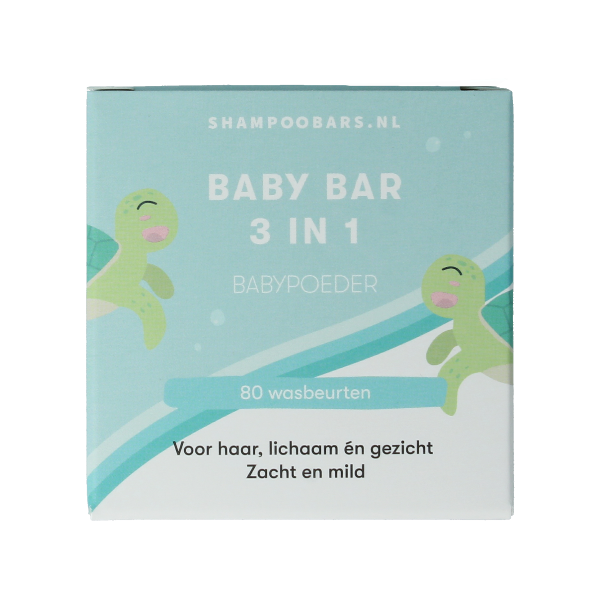 Shampoobars 3-in-1 baby bar with babypoeder, 60g, natural body care product for gentle cleansing of babies.