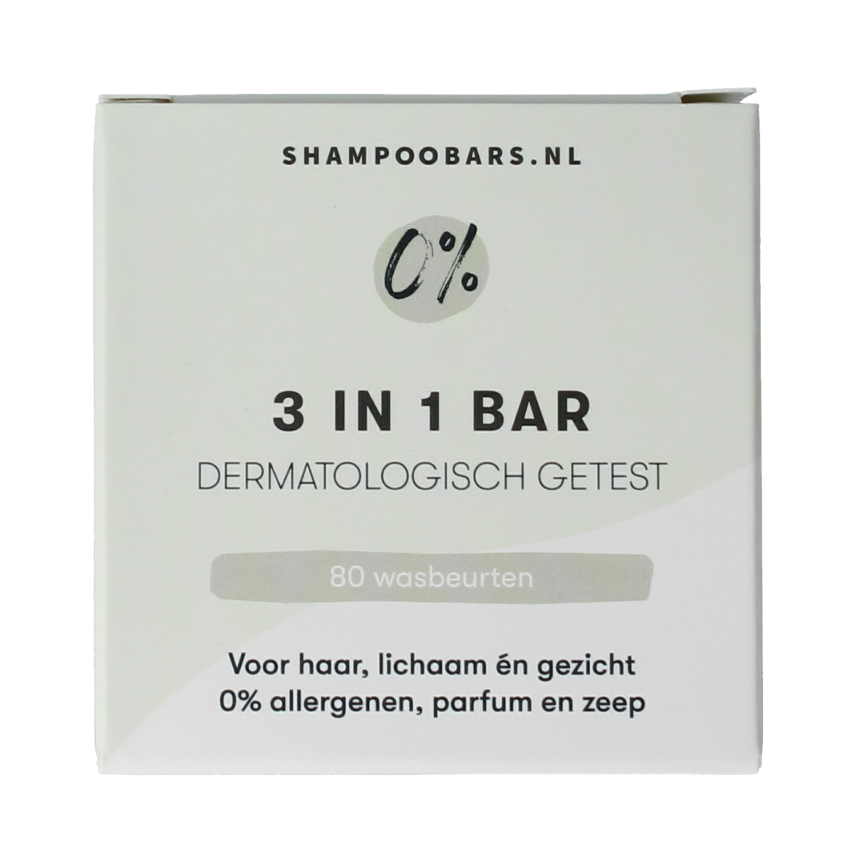 Shampoobars 0% 3-in-1 neutraal body care bar, 60g, natural shampoo, conditioner, and body wash in a compact bar form
