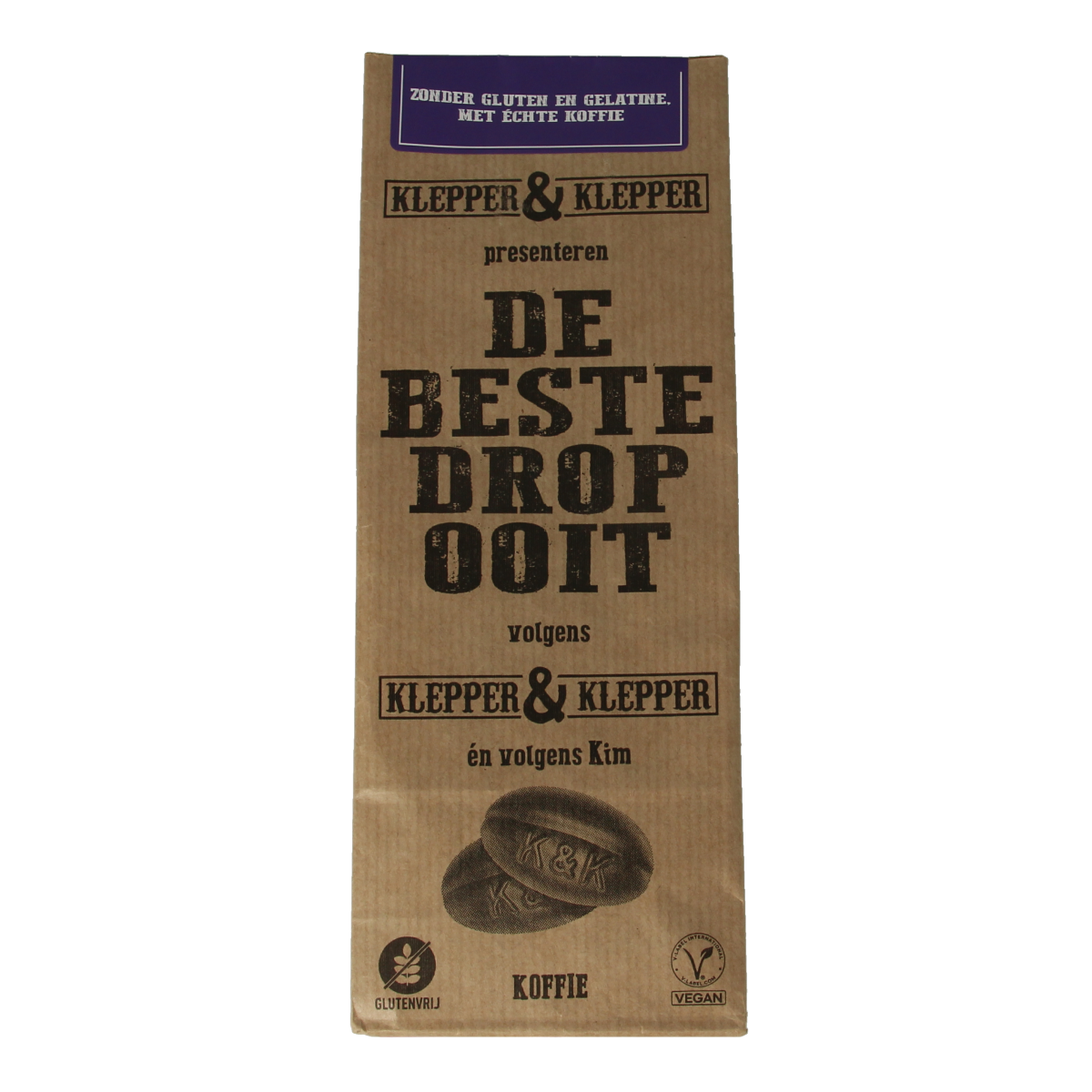 Klepper&Klepper De beste drop ooit coffee-flavored candy in a 200g bag, colorful sweets with coffee aroma and bright packaging.