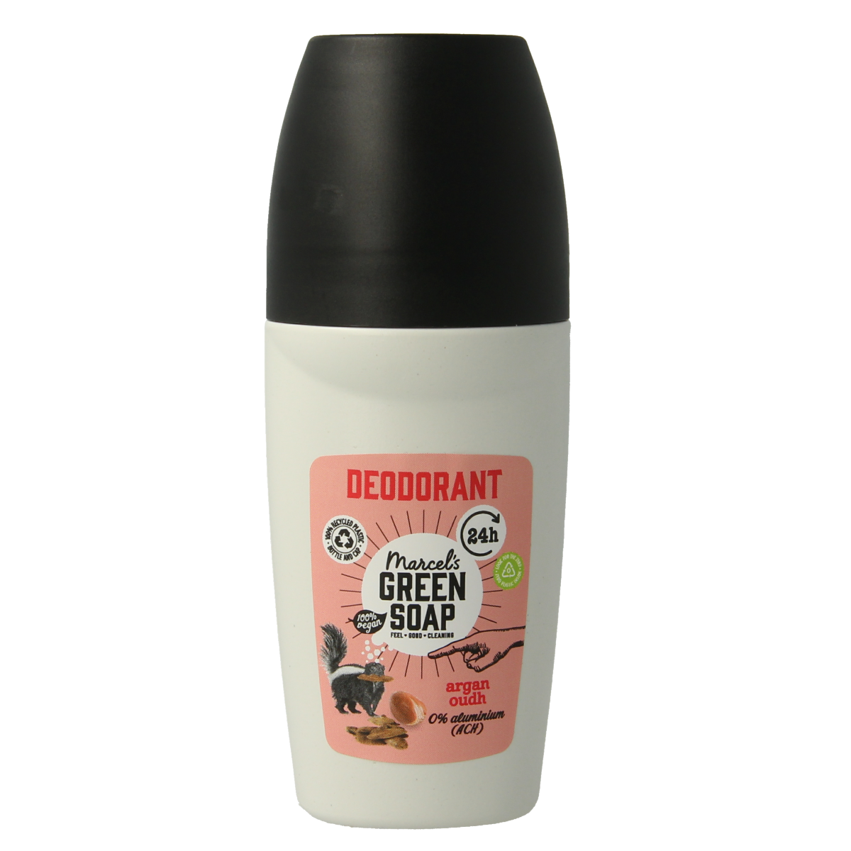 Marcel's Green Soap Argan Oudh Deodorant Deoroller, 50ml, natural deodorant with green soap branding and a sleek roll-on applicator