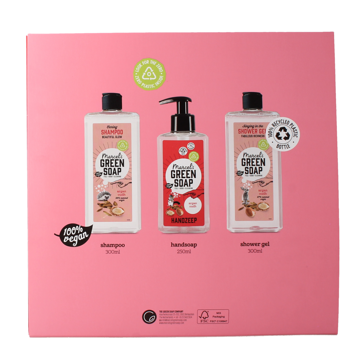 Marcel's Green Soap gift box with argan and oudh, body care product in elegant packaging, 1 piece.