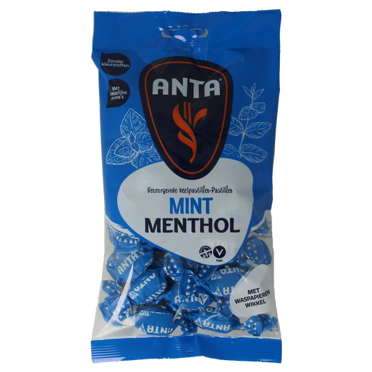 Anta Mint Menthol Snoepgoed in 165g package, showing colorful mint candies with fresh mint flavor.