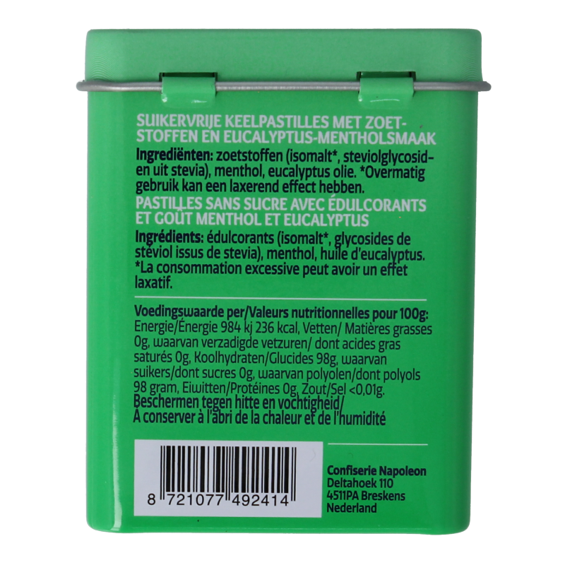 Anta Refresh eucalyptus menthol sugar-free candy in a 72g package, featuring refreshing menthol flavor and natural eucalyptus aroma.