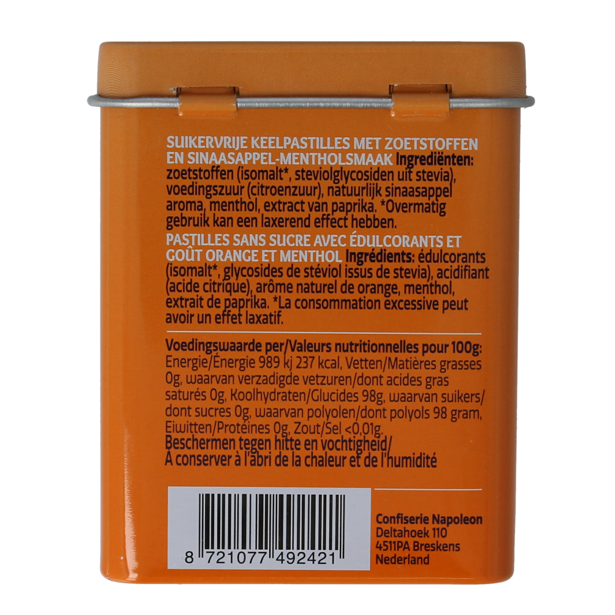 Anta Refresh orange-flavored candy, 72 grams, colorful chewy snoepgoed with vibrant orange packaging.