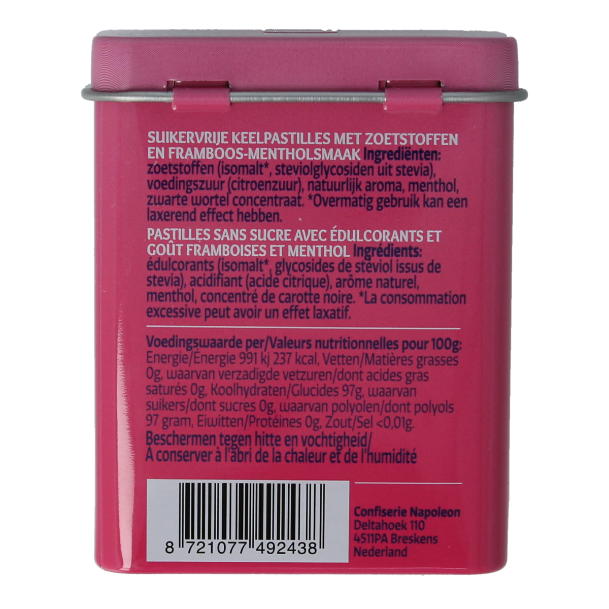 Anta Refresh framboos snoepgoed in 72g package, fresh raspberry-flavored candy from Anta brand.