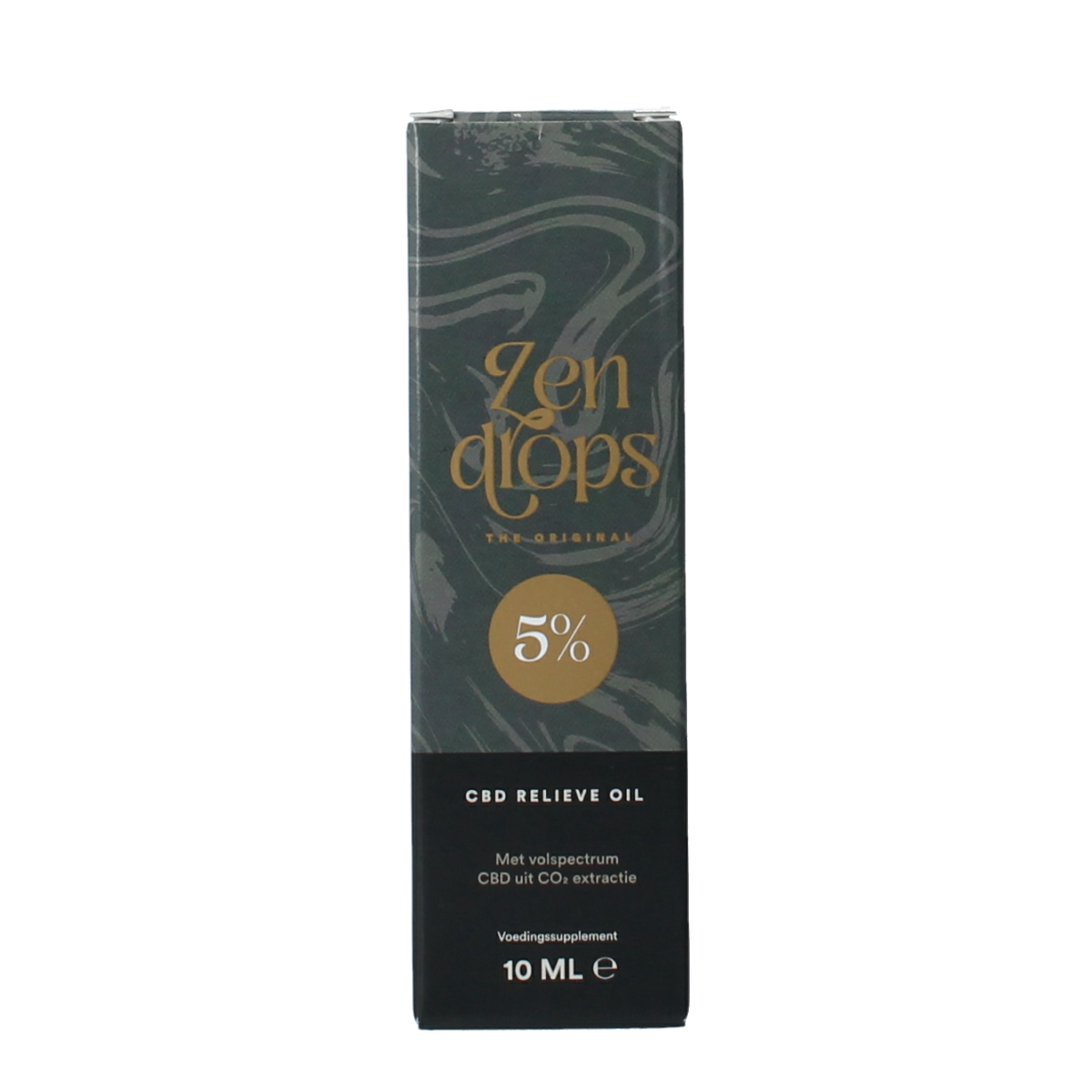 Zendrops CBD olie 5% hennepzaadolie in 10ml bottle, herbal supplement with CBD and hemp seed oil for wellness.