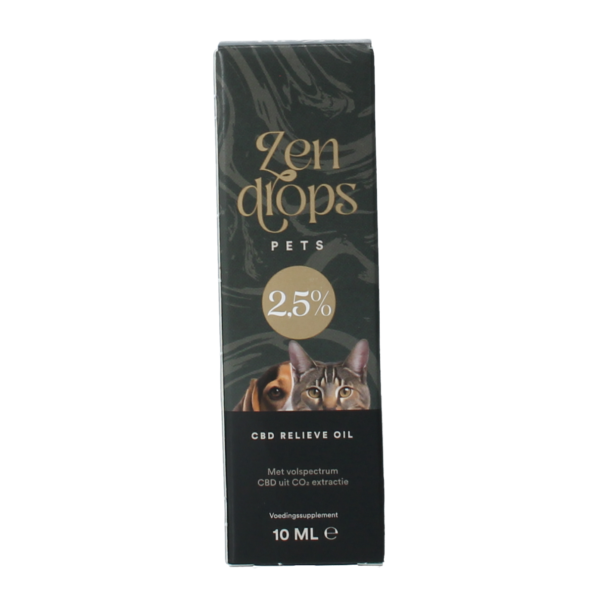 Zendrops CBD olie voor huisdieren, 2.5% hond en kat, 10 ml voedingssupplement met cannabidiol voor dieren.