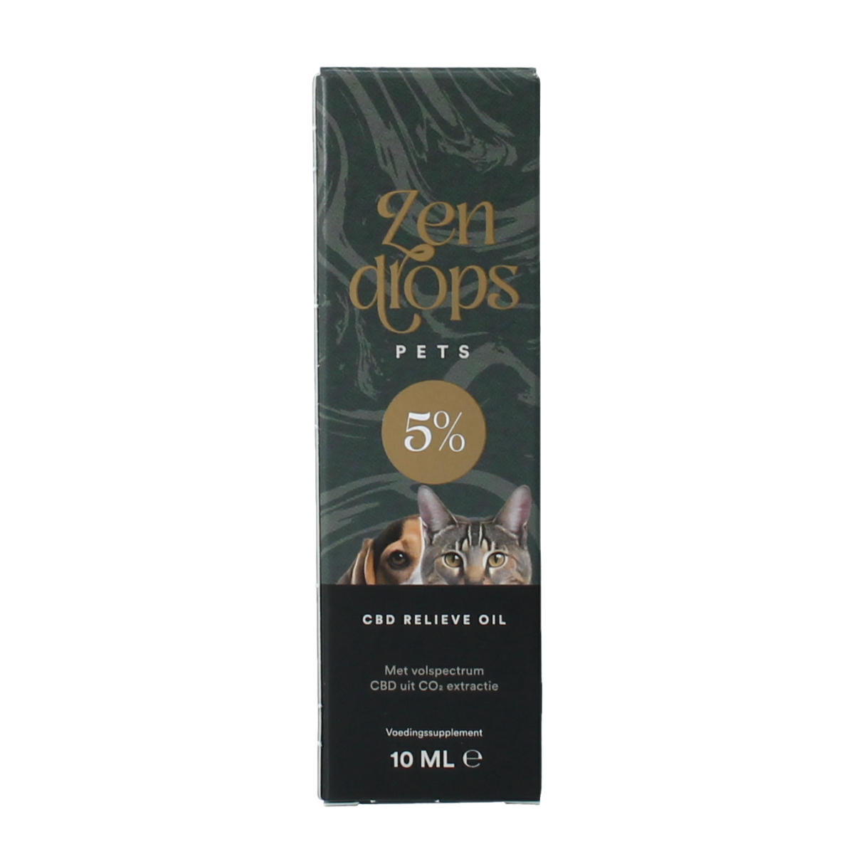 Zendrops CBD olie huisdieren 5% voedingssupplement voor dieren in 10ml bottle, supports pet health and well-being.