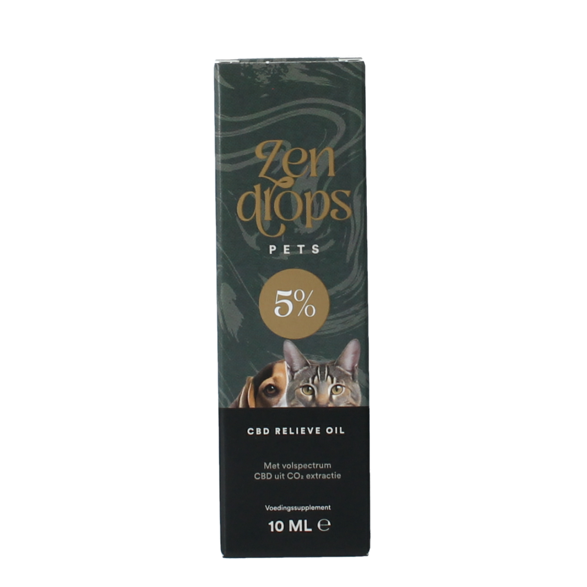 Zendrops CBD olie voor huisdieren, 5%, 10 ml, voedingssupplement voor dieren met CBD olie in een fles.