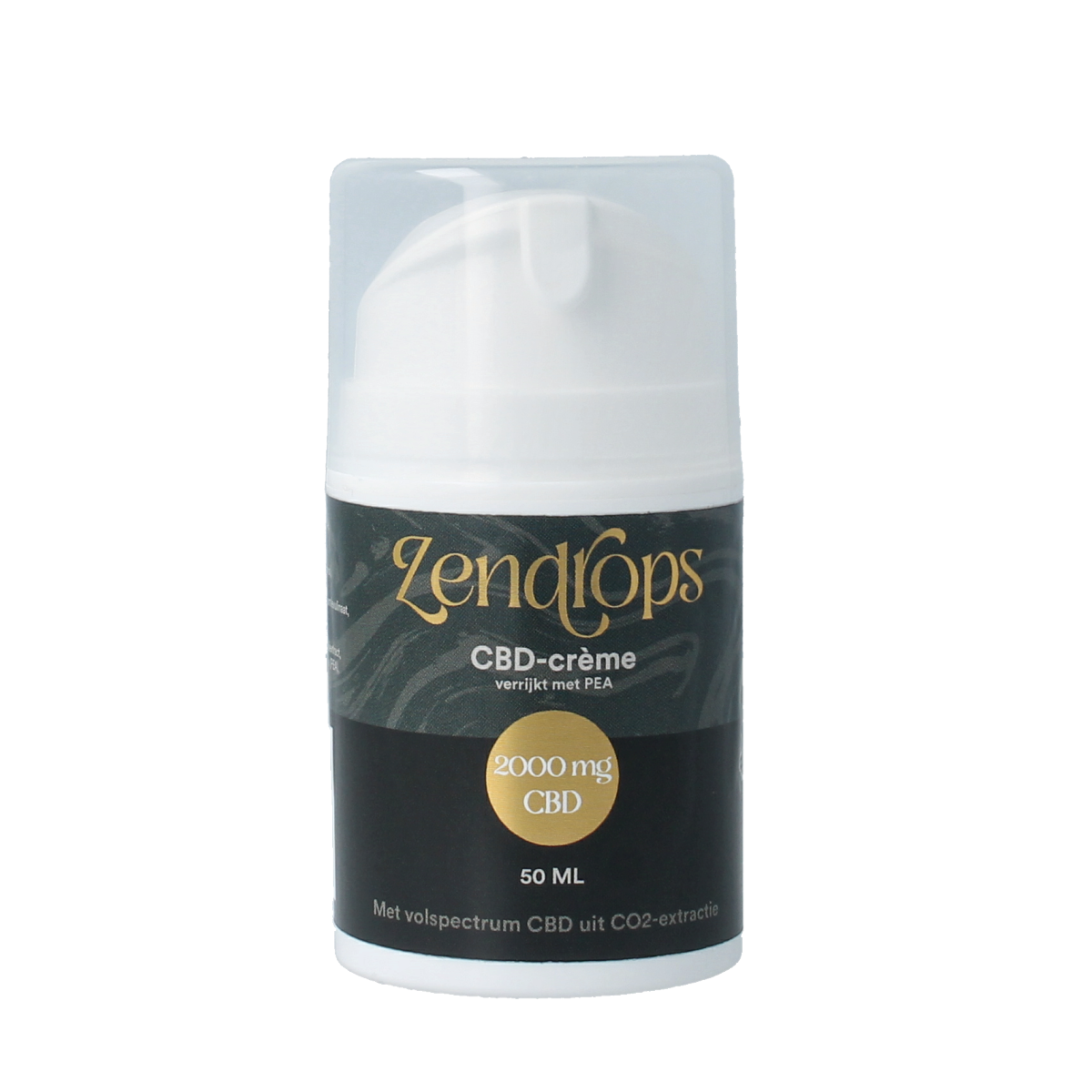 Zendrops CBD creme 2000mg liposomal body care cream in 50ml jar, showcasing the product container and labeling.