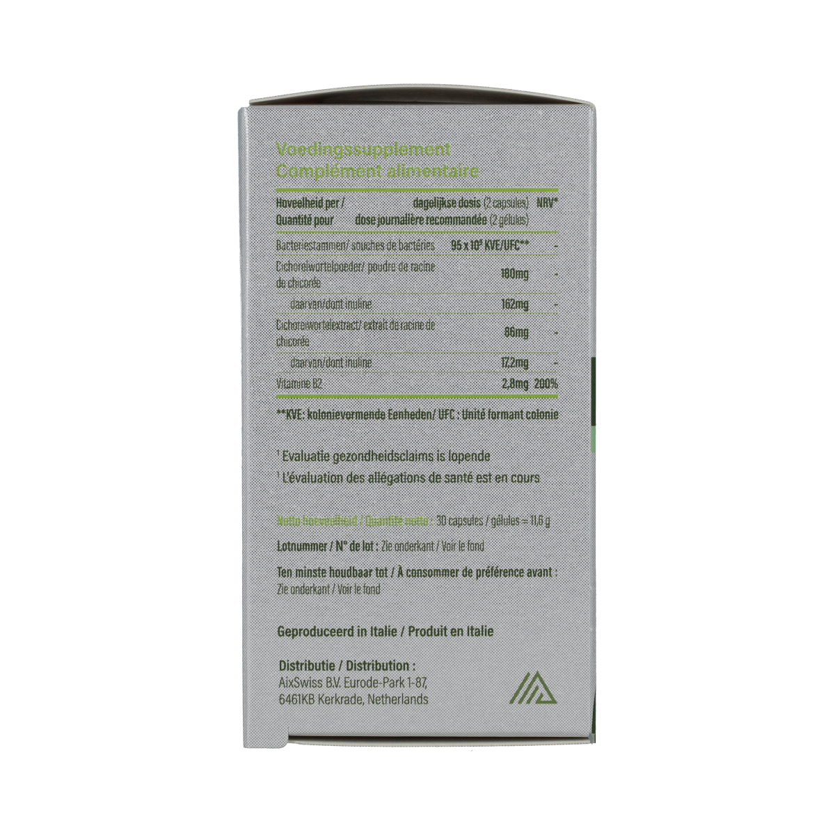 Nupure Probaflor Max Spektrum probiotic capsules showing the product bottle and label with micro-organismen for gut health.