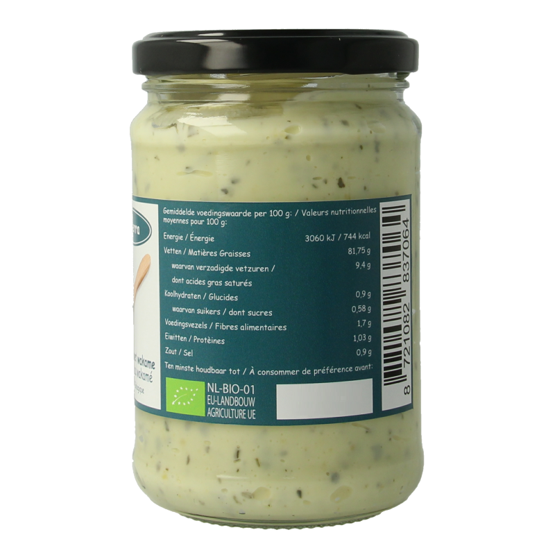 Salterra Mayonnaise with wakame seaweed in a 300ml jar, a flavorful organic sauce and condiment.