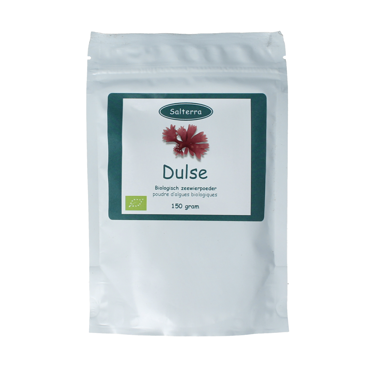 Salterra organic Dulse seaweed powder in 150g package, natural dried sea vegetable for cooking and health benefits