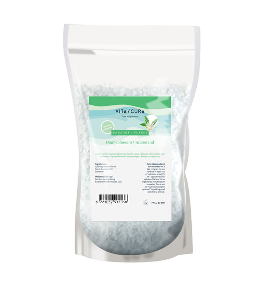 Vitacura Magnesium zout flakes with oranjebloesem for bath and shower, 150 grams, natural mineral bath product