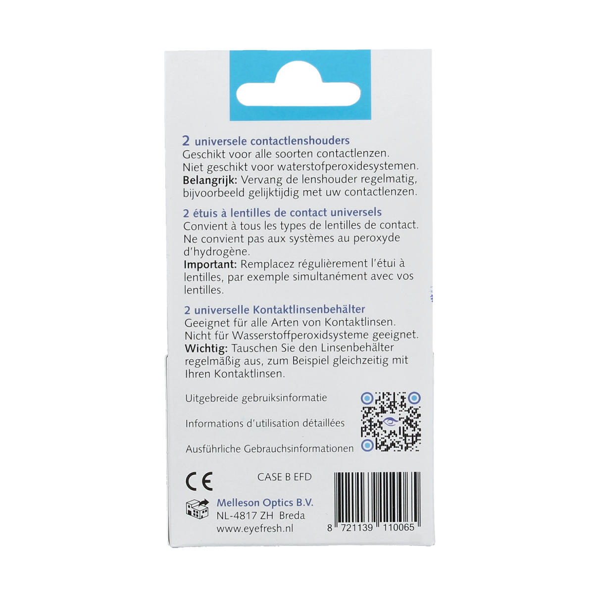 Eyefresh Lenshouder busje duo 2.00 optiek contactlenshouder with two small containers for contact lenses, white and transparent design