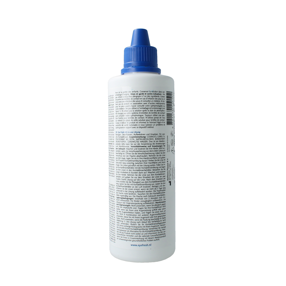 Eyefresh all-in-one contact lens solution for soft lenses, 250ml bottle, optical eye care product.