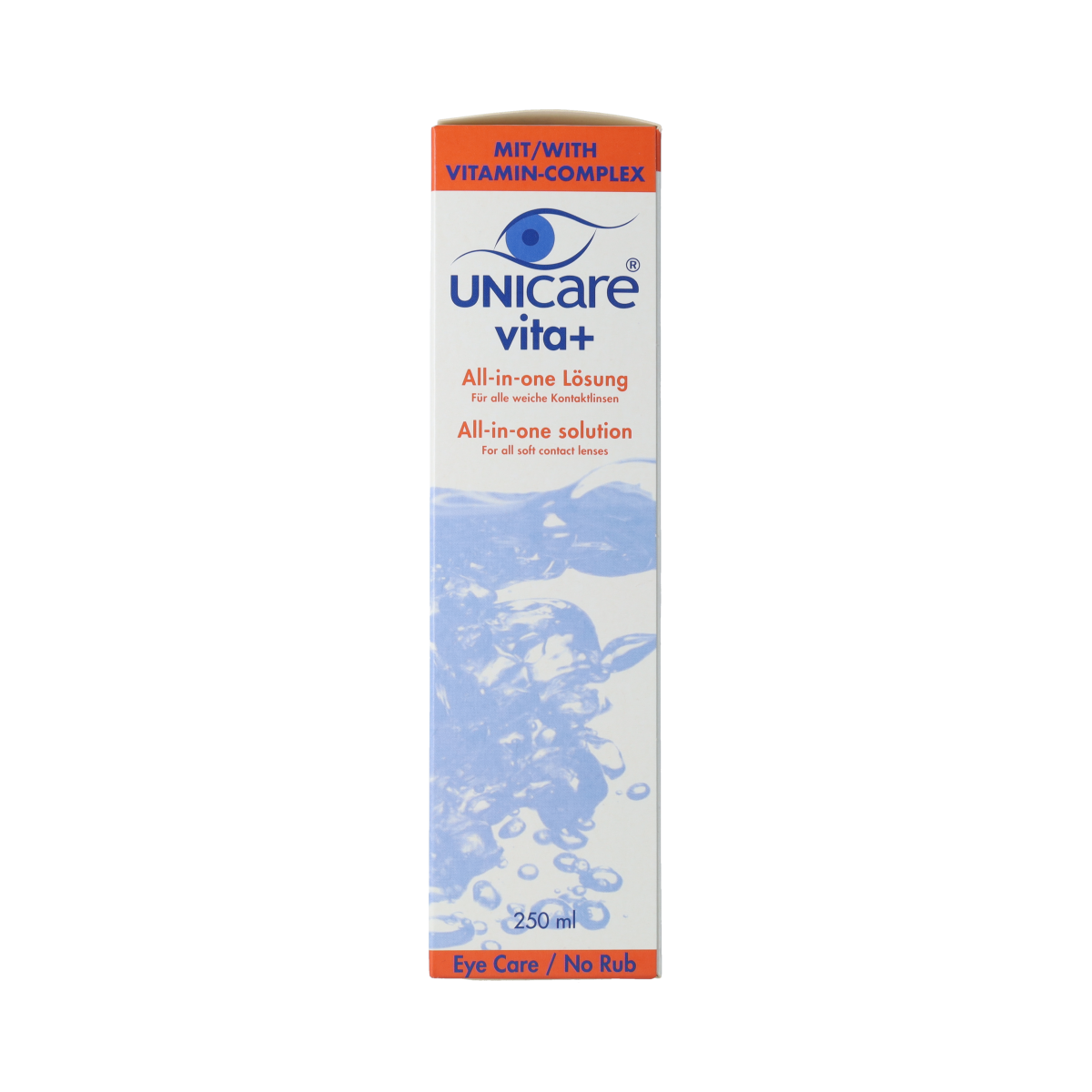 Unicare Vita+ zachte contactlenzenvloeistof in 250 ml fles, optiek product voor comfort en lenszorg