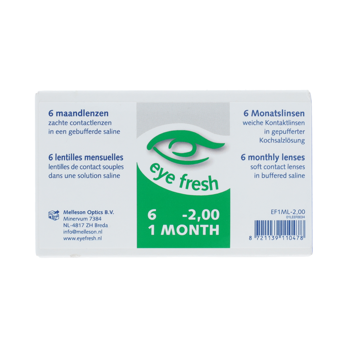 Eyefresh Eye Fresh maandlenzen 6-pack -2.00 6.00 Stuks