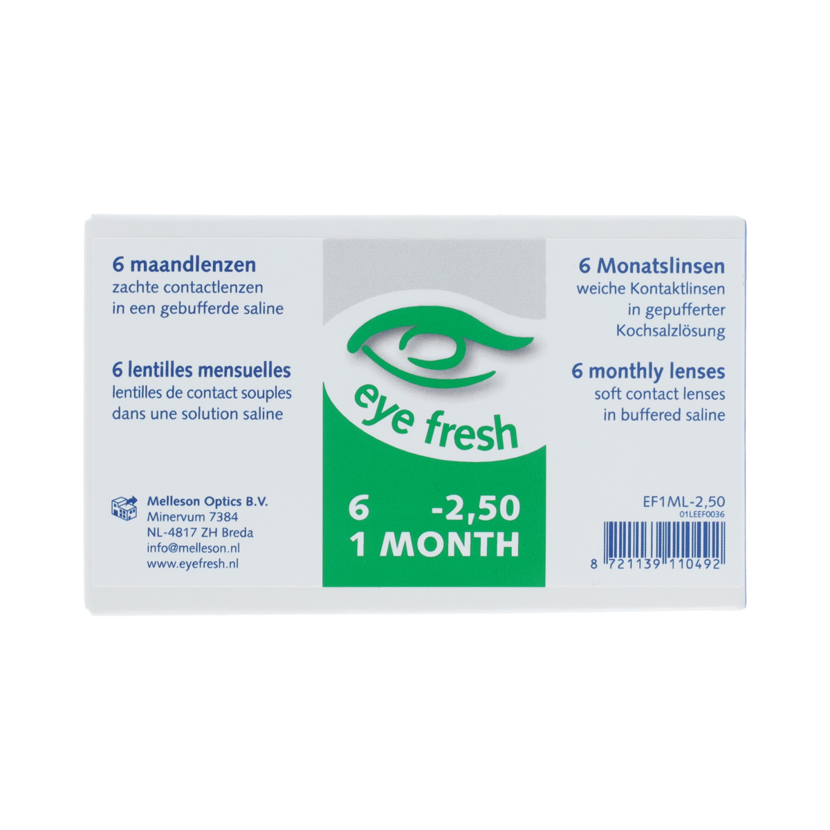 Eyefresh Eye Fresh maandlenzen 6-pack -2.50 6.00 Stuks