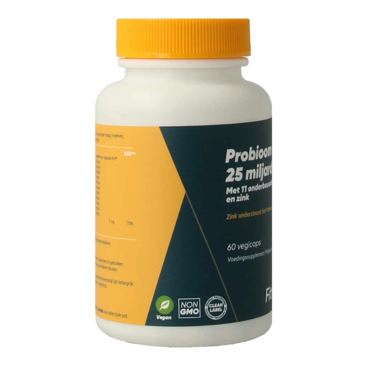 Fittergy Probioom probiotic capsules with 25 billion micro-organisms, vegetarian capsules, dietary supplement, product image.