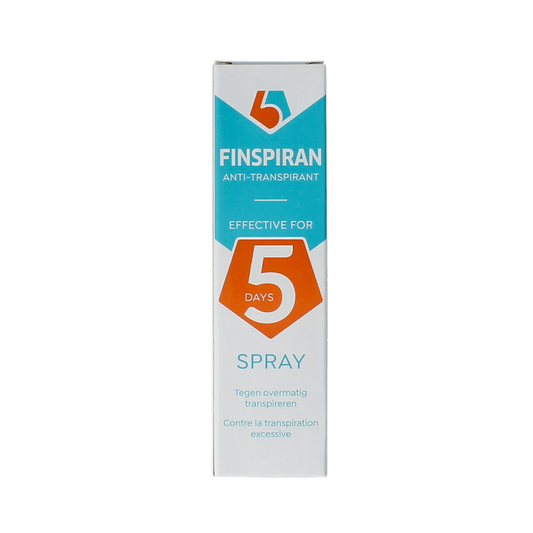 Finspiran anti-transpirant spray bottle, 50ml, deodorant for controlling sweat and odor, with a sleek design and easy spray nozzle.