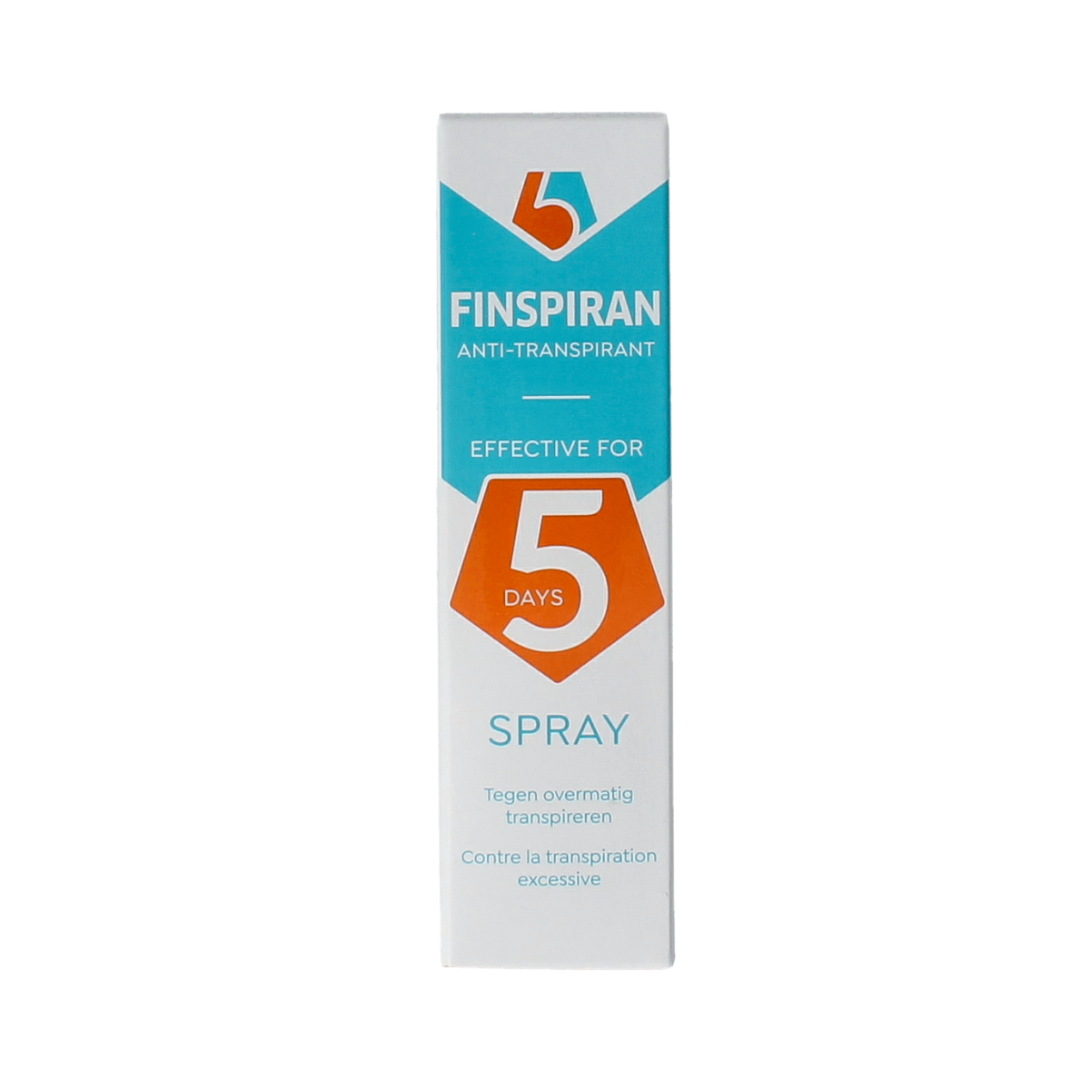Finspiran anti-transpirant deodorant spray in 50ml bottle showing the aerosol can with label and cap.