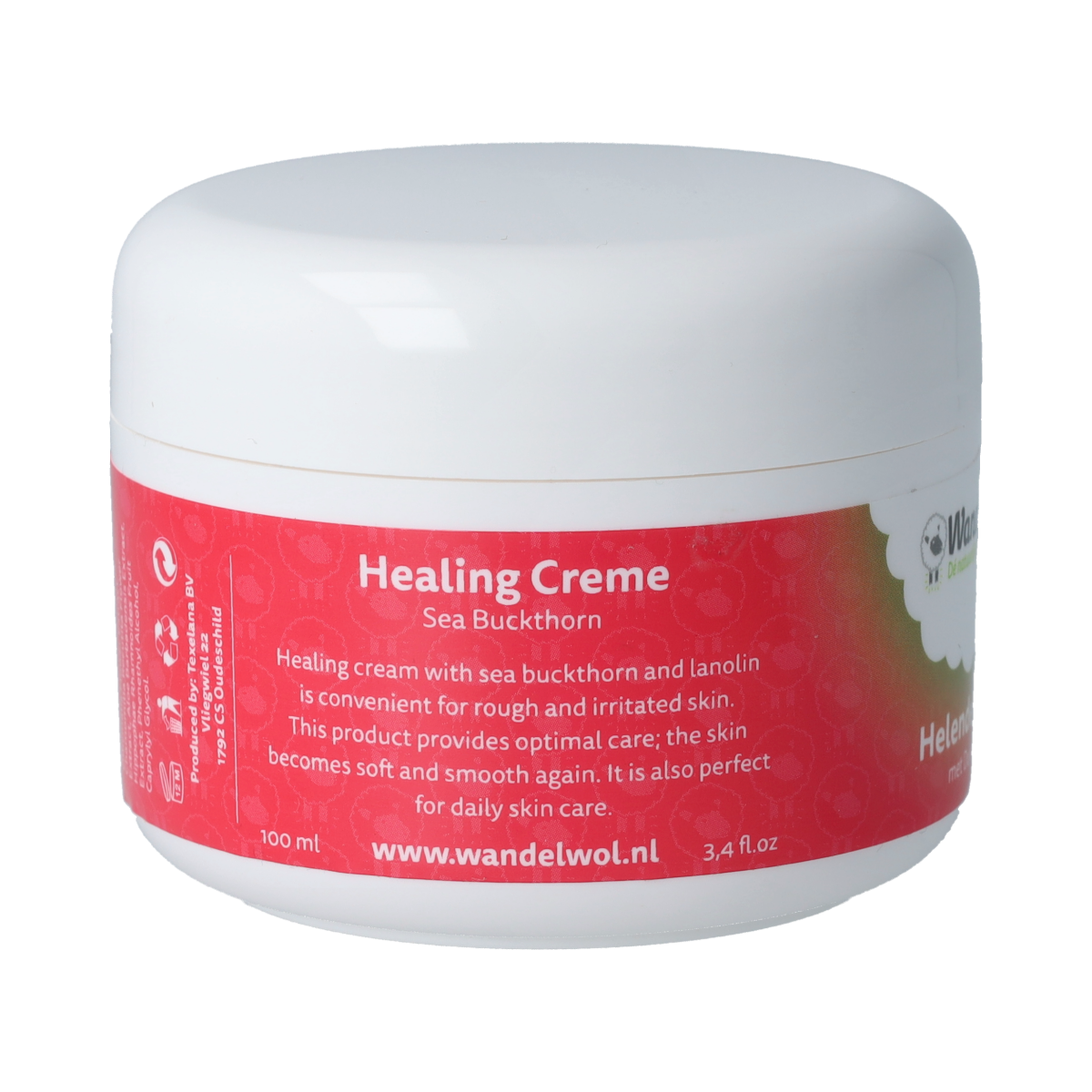 Wandelwol Helende Crème in a 100ml tube, body care cream with soothing and healing properties, displayed on a plain background.