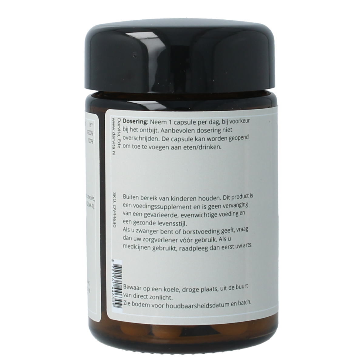 Darvita D3 & K2 vegetarian capsules in MCT coconut powder, 60-count dietary vitamins supplement.