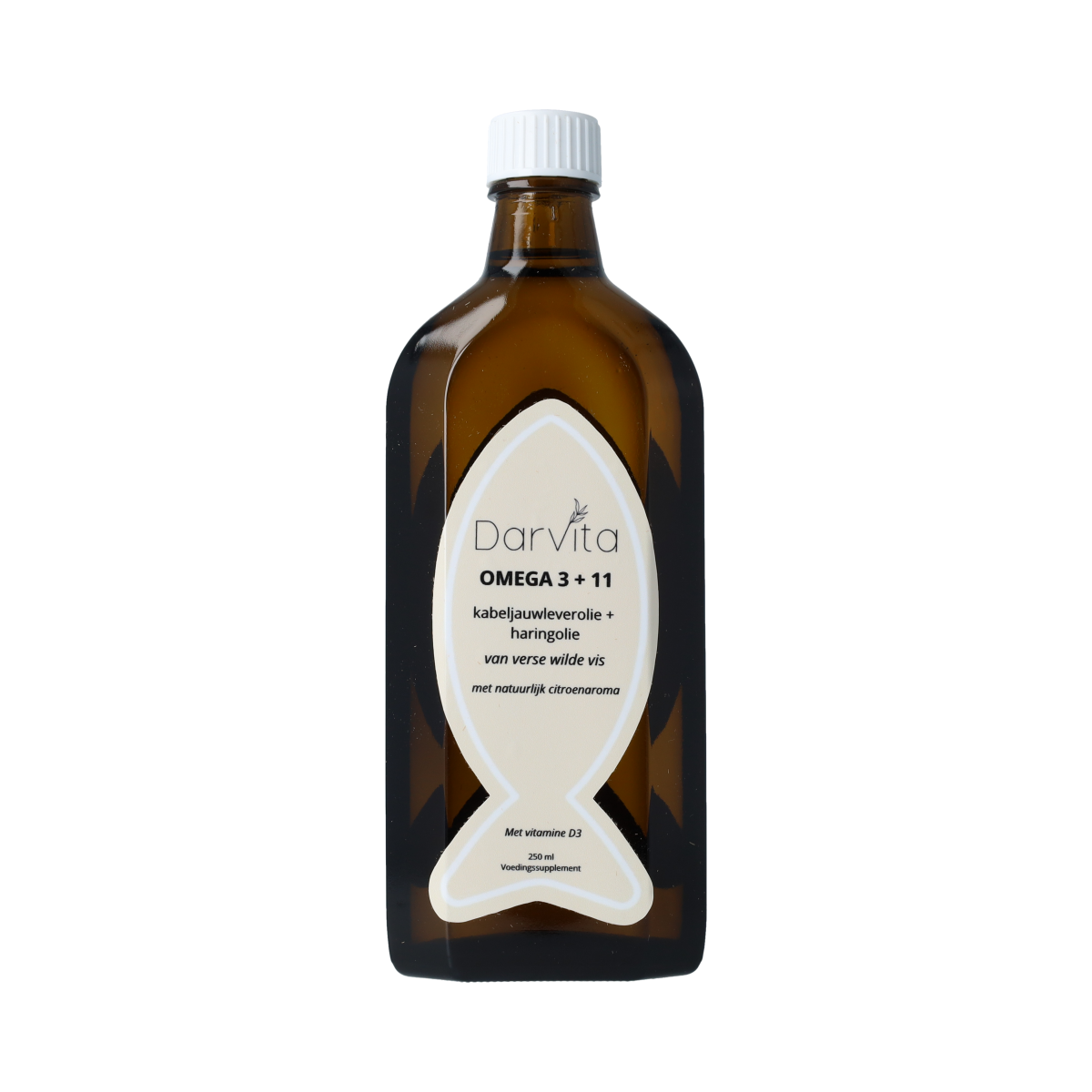 Darvita Omega 3+11 Vetzuren bottle, 250ml, showing the product label and packaging with a clear view of the Darvita brand.